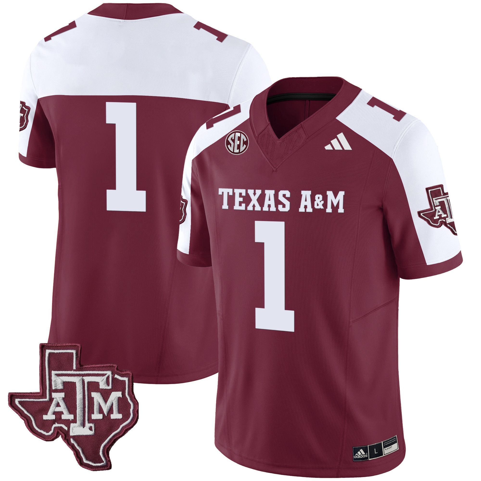 Men Texas A&M Aggies #1 No Name Red 2024 Vapor Limited NCAA Jersey